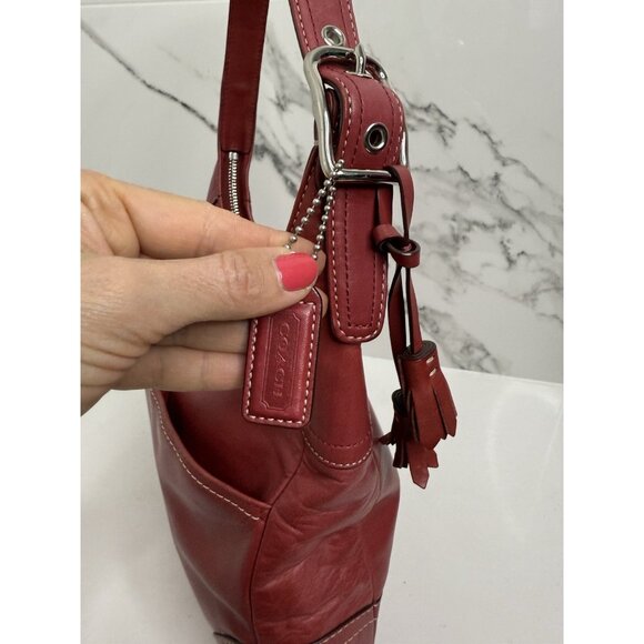 Vintage Y2K Coach F10280 Hamilton Leather Hobo Bag Red V Rare - Picture 8 of 15